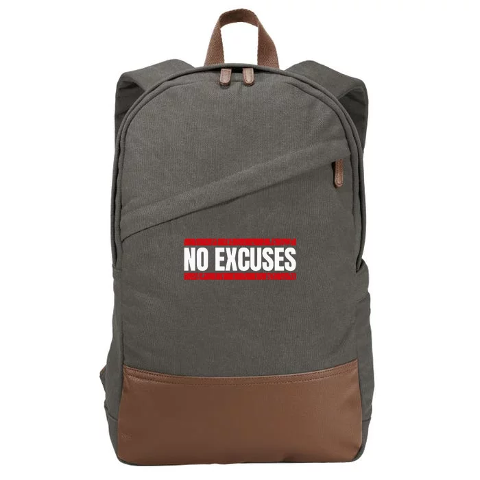 No Excuses Inspirational Saying Motivational Gym Workout Cotton Canvas Backpack