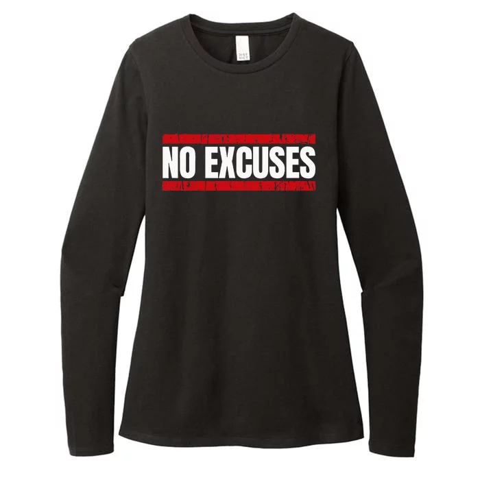 No Excuses Inspirational Saying Motivational Gym Workout Womens CVC Long Sleeve Shirt