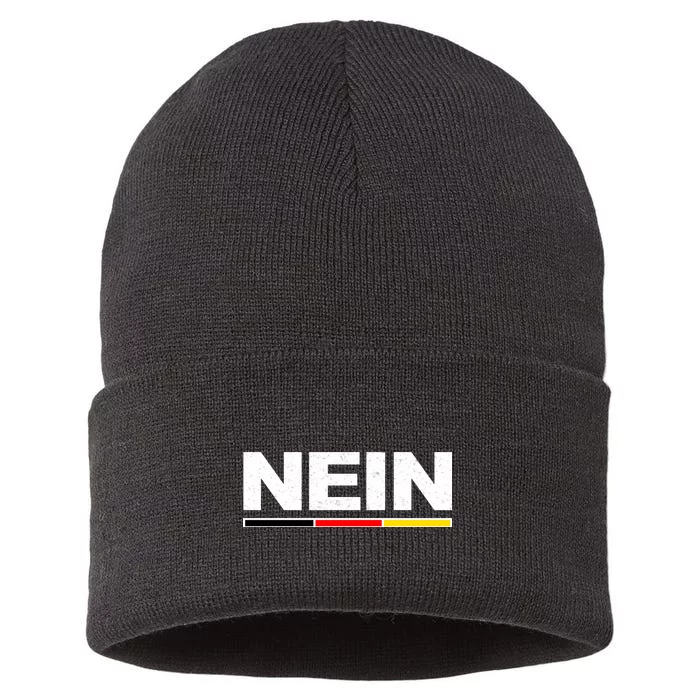 Nein German Funny Oktoberfest Sustainable Knit Beanie