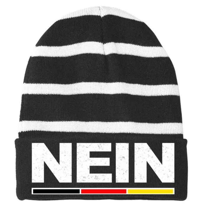 Nein German Funny Oktoberfest Striped Beanie with Solid Band