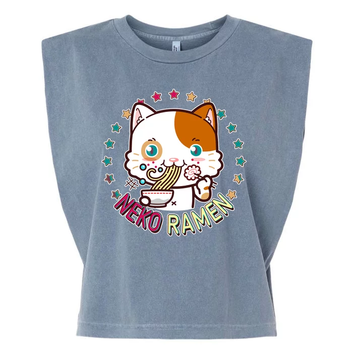 Neko Ramen Noodle Cat Garment-Dyed Women's Muscle Tee