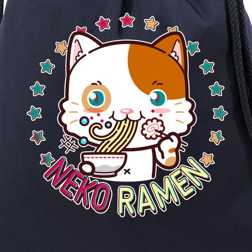 Neko Ramen Noodle Cat Drawstring Bag