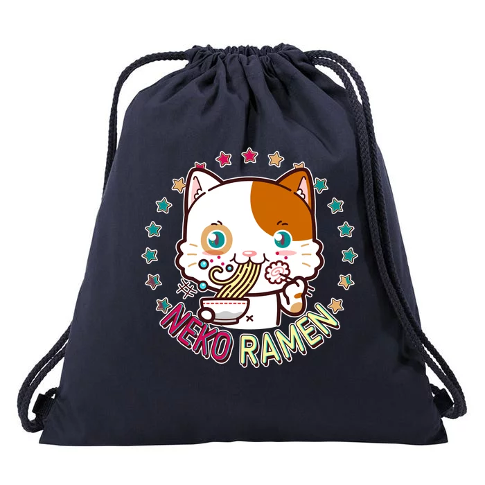 Neko Ramen Noodle Cat Drawstring Bag