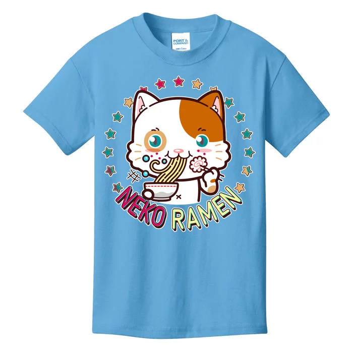 Neko Ramen Noodle Cat Kids T-Shirt