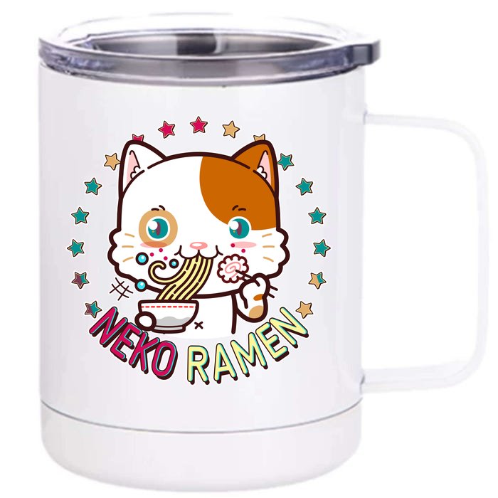 Neko Ramen Noodle Cat Front & Back 12oz Stainless Steel Tumbler Cup