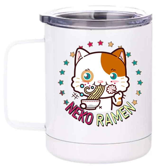 Neko Ramen Noodle Cat Front & Back 12oz Stainless Steel Tumbler Cup