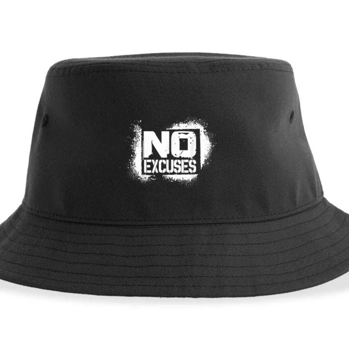 No Excuses Motivational Workout Motivational No Excuse Sustainable Bucket Hat