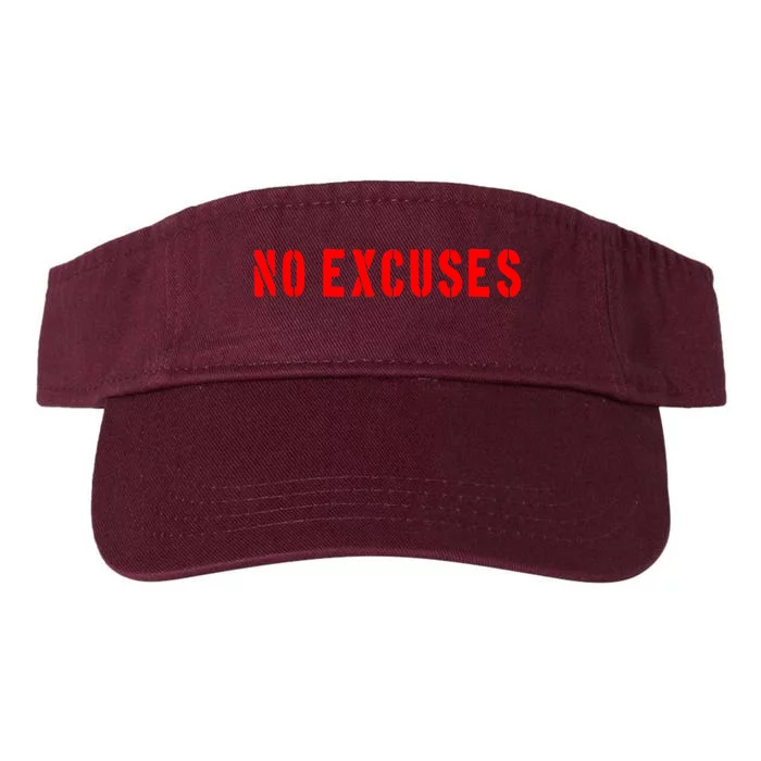 No Excuses Motivational Quote Valucap Bio-Washed Visor