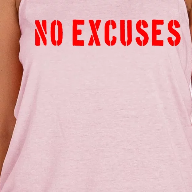 No Excuses Motivational Quote Women's Knotted Racerback Tank