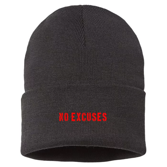 No Excuses Motivational Quote Sustainable Knit Beanie