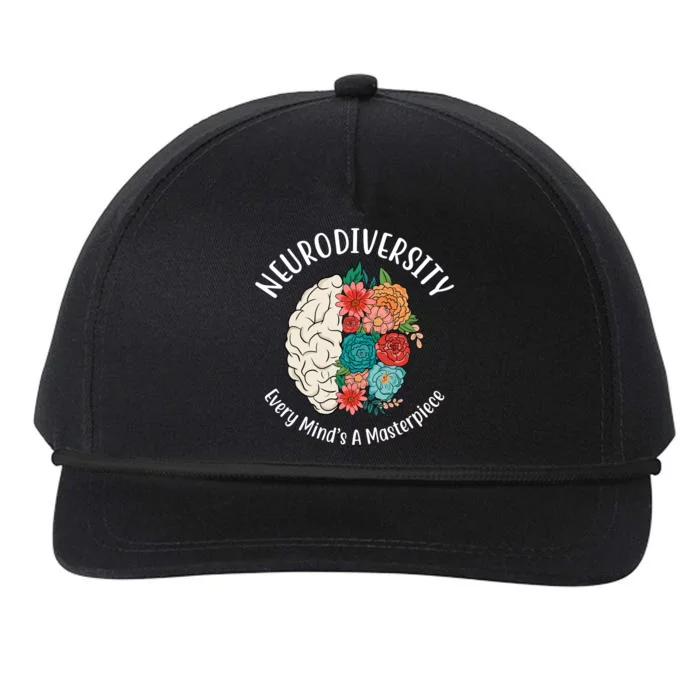 Neurodiversity Every Minds A Masterpiece Brain Floral Snapback Five-Panel Rope Hat