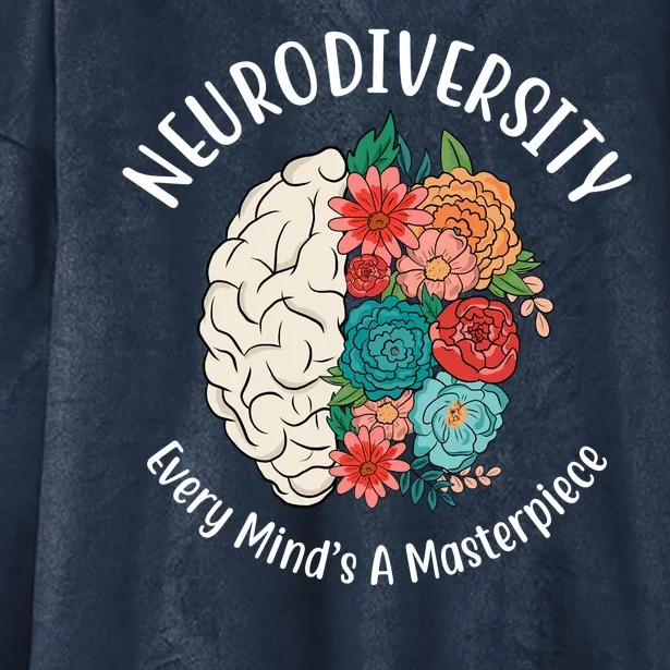 Neurodiversity Every Minds A Masterpiece Brain Floral Hooded Wearable Blanket