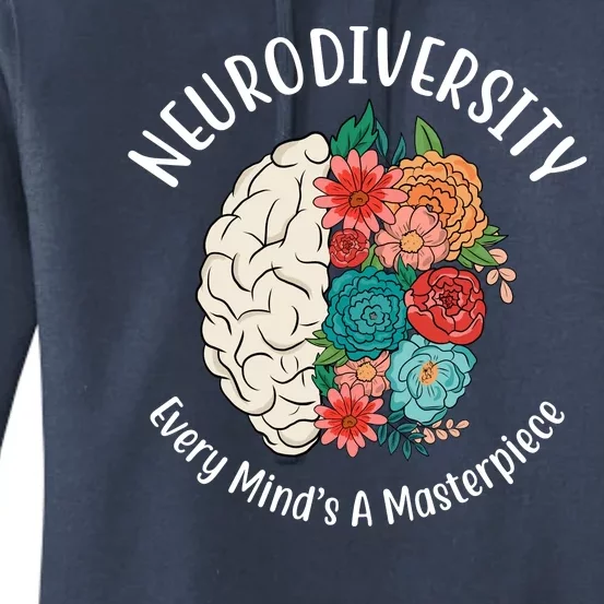 Neurodiversity Every Minds A Masterpiece Brain Floral Women's Pullover Hoodie