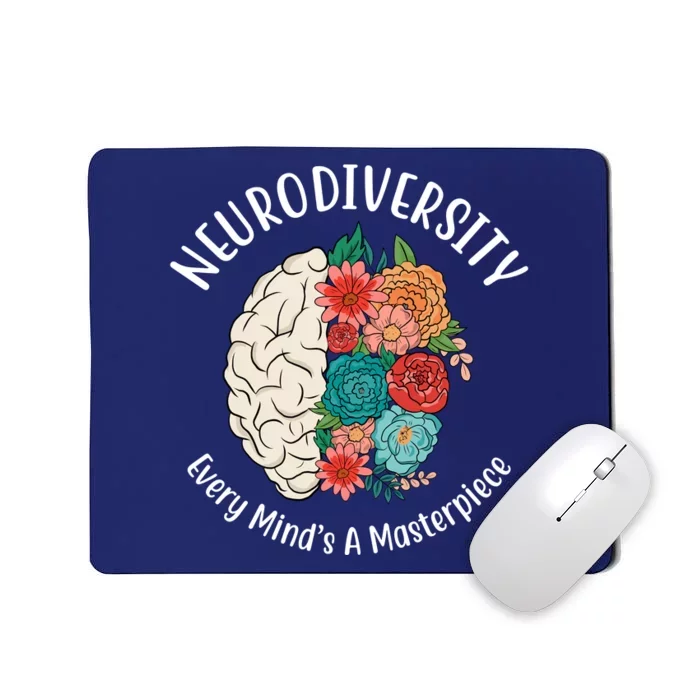 Neurodiversity Every Minds A Masterpiece Brain Floral Mousepad