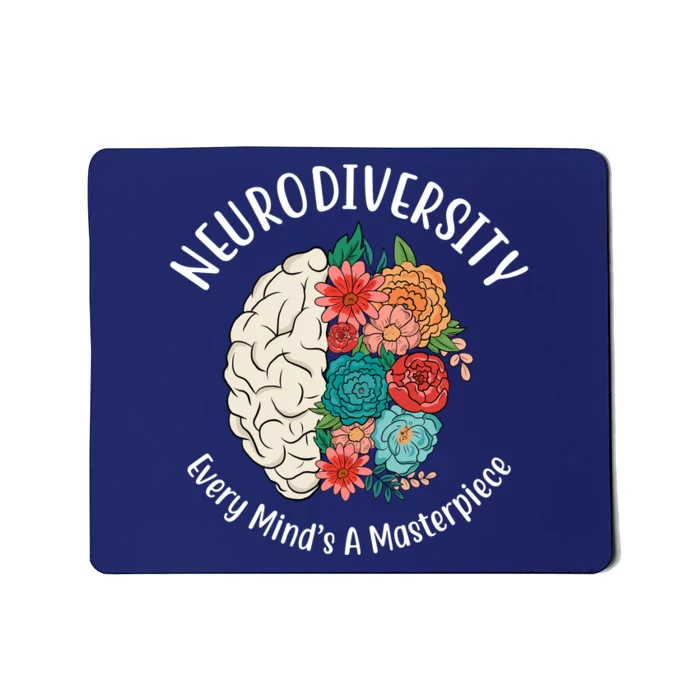 Neurodiversity Every Minds A Masterpiece Brain Floral Mousepad