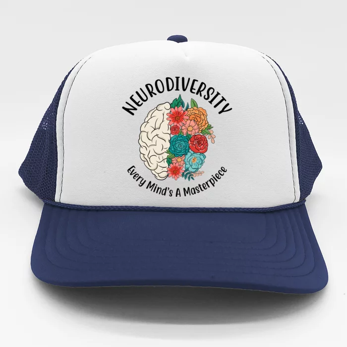 Neurodiversity Every Minds A Masterpiece Brain Floral Trucker Hat