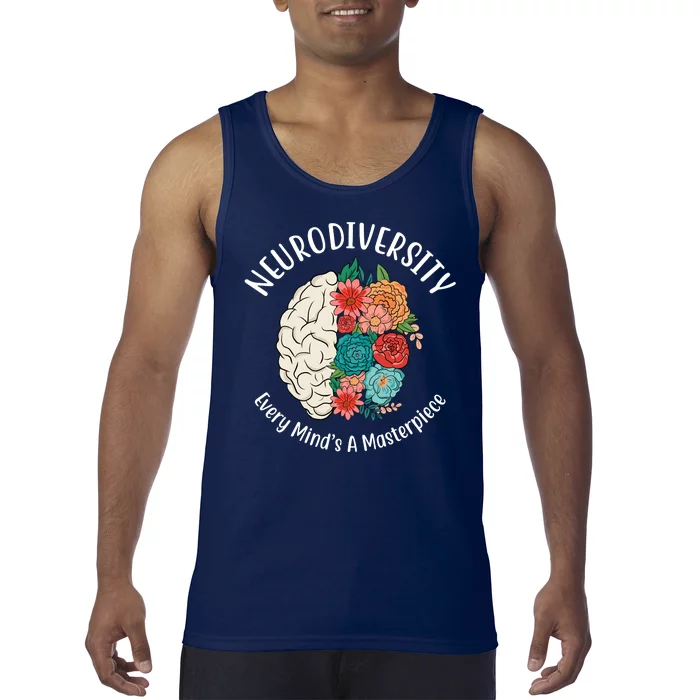 Neurodiversity Every Minds A Masterpiece Brain Floral Tank Top