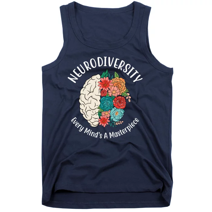 Neurodiversity Every Minds A Masterpiece Brain Floral Tank Top