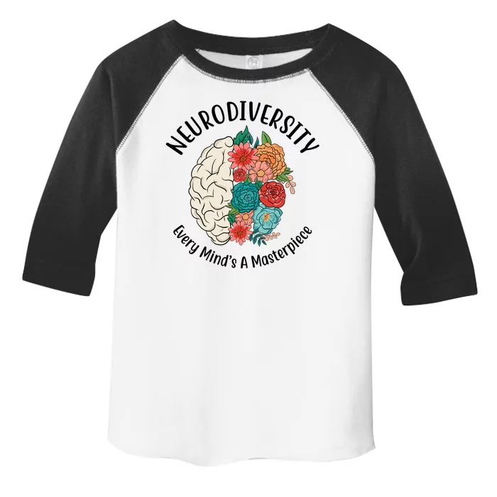 Neurodiversity Every Minds A Masterpiece Brain Floral Toddler Fine Jersey T-Shirt