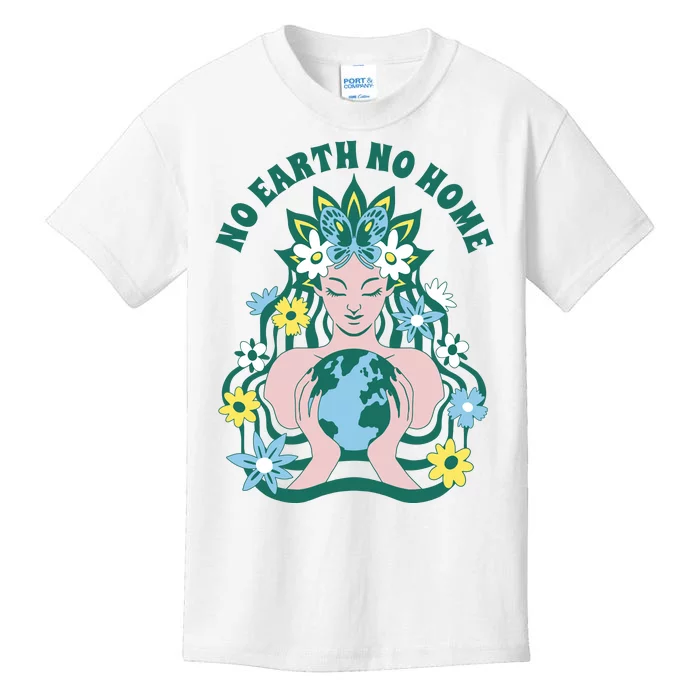 No Earth No Home Female Nature Kids T-Shirt