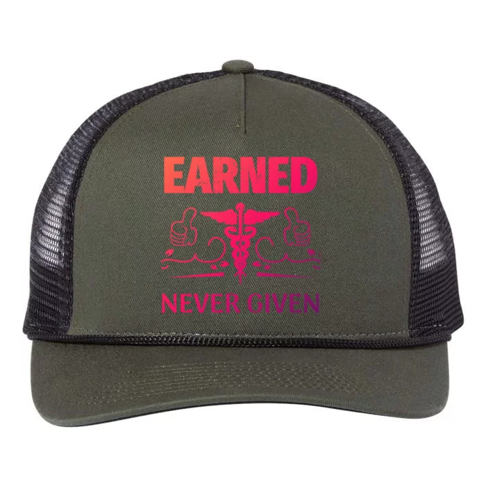 Nurse Earned Not Given Nursing School Gift Retro Rope Trucker Hat Cap