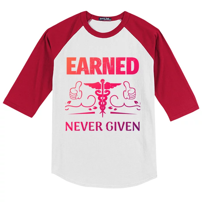 Nurse Earned Not Given Nursing School Gift Kids Colorblock Raglan Jersey