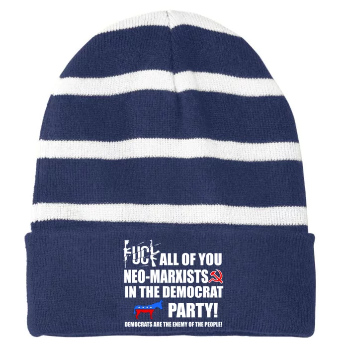 Neo Marxist Democrats Striped Beanie with Solid Band