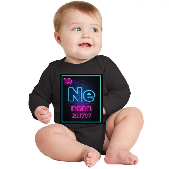 Neon Element Of The Chemistry Periodic Table For Scientists Baby Long Sleeve Bodysuit