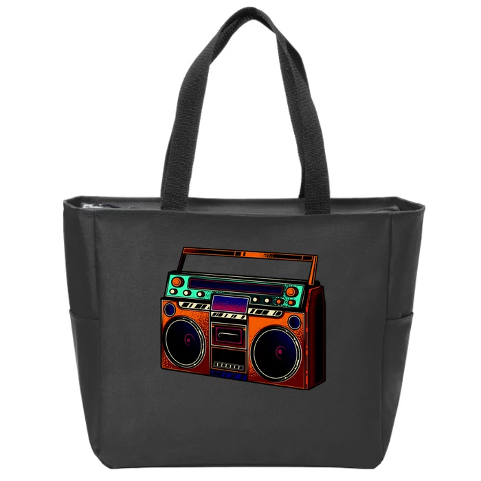 Neon Boombox Zip Tote Bag