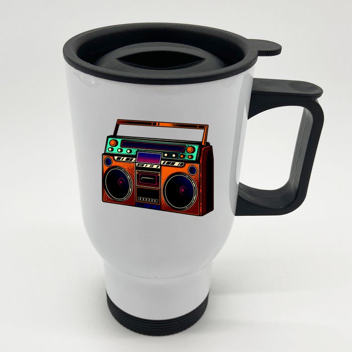 Neon Boombox Front & Back Stainless Steel Travel Mug