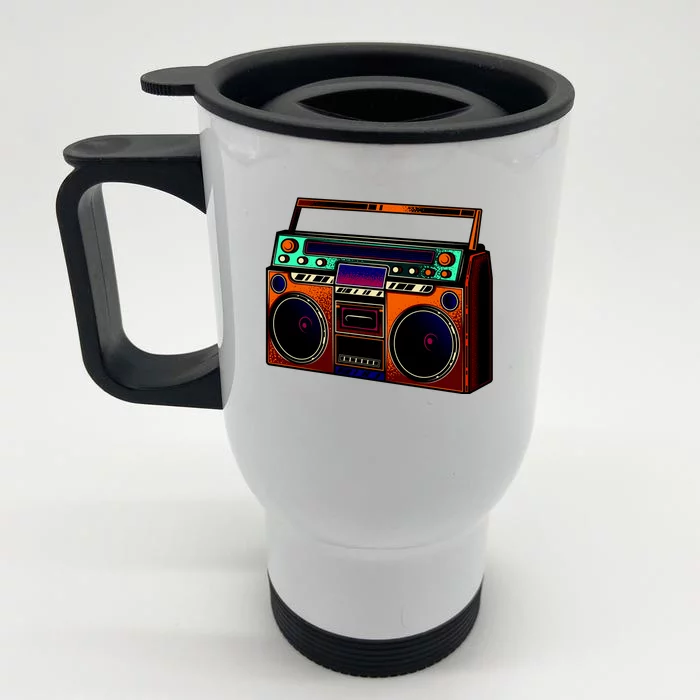 Neon Boombox Front & Back Stainless Steel Travel Mug