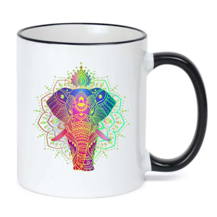 Neon Color Yoga Elephant Black Color Changing Mug