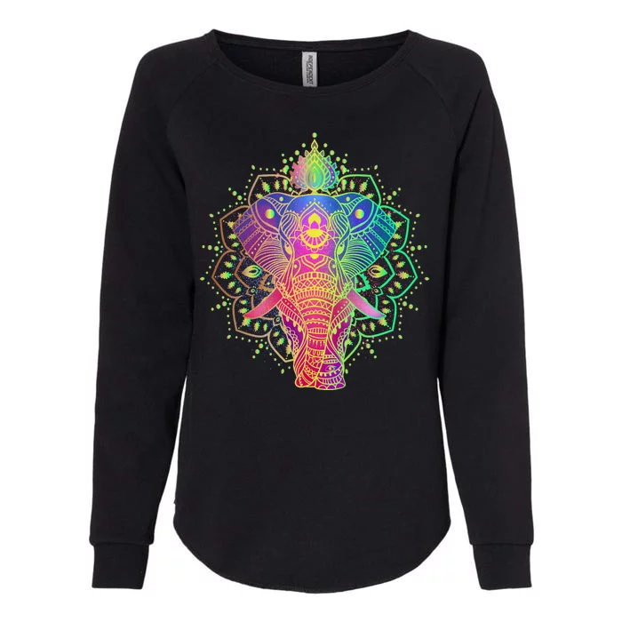 Neon Color Yoga Elephant Womens California Wash Sweatshirt