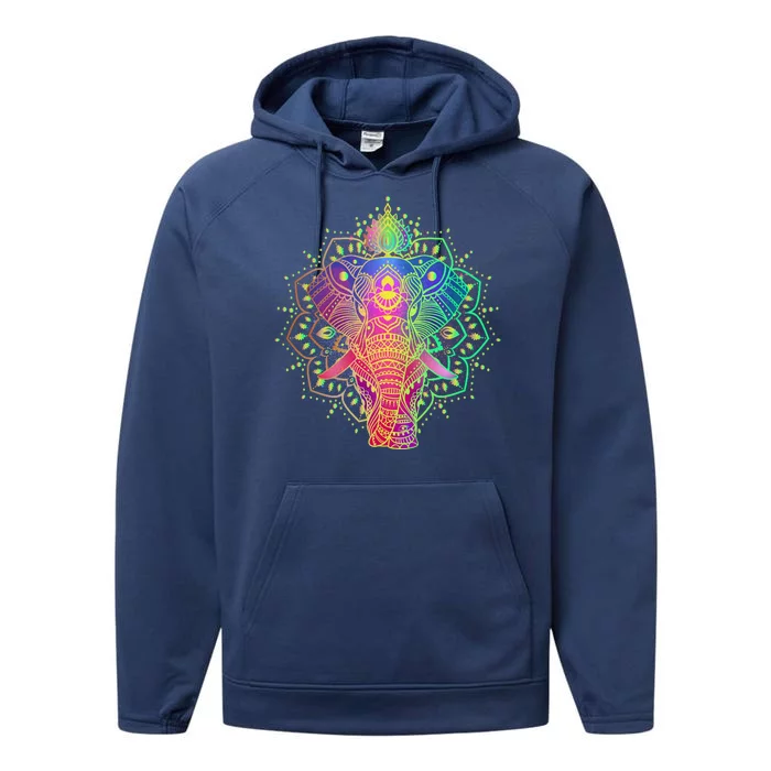 Neon Color Yoga Elephant Performance Fleece Hoodie