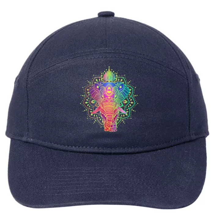 Neon Color Yoga Elephant 7-Panel Snapback Hat