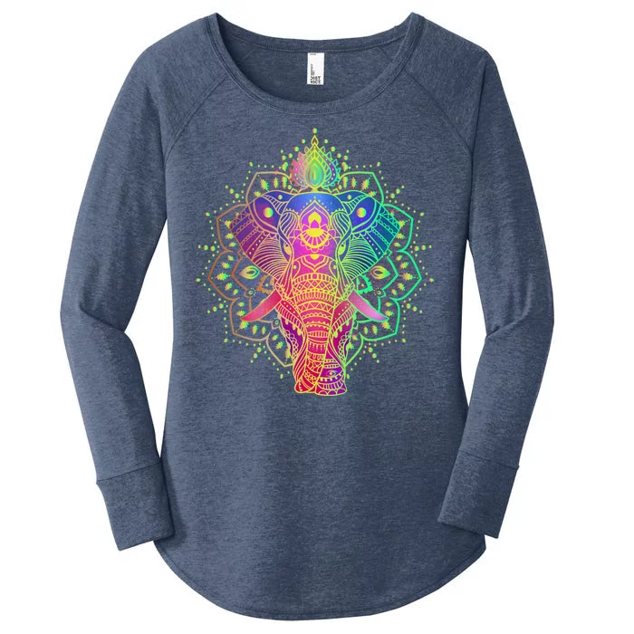 Neon Color Yoga Elephant Women's Perfect Tri Tunic Long Sleeve Shirt