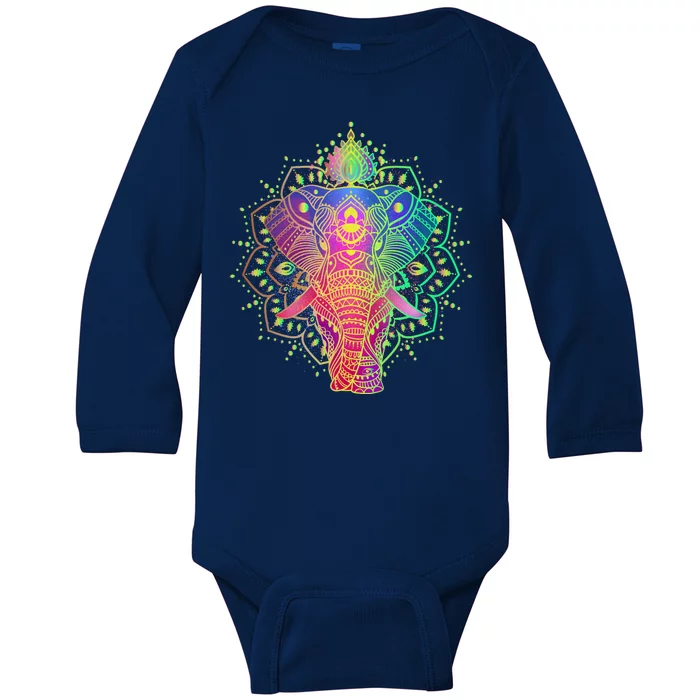 Neon Color Yoga Elephant Baby Long Sleeve Bodysuit