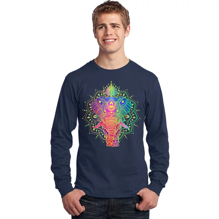 Neon Color Yoga Elephant Tall Long Sleeve T-Shirt