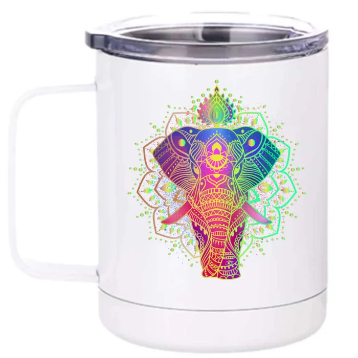 Neon Color Yoga Elephant Front & Back 12oz Stainless Steel Tumbler Cup