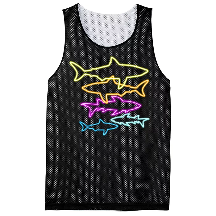 Neon Colorful Sharks Mesh Reversible Basketball Jersey Tank