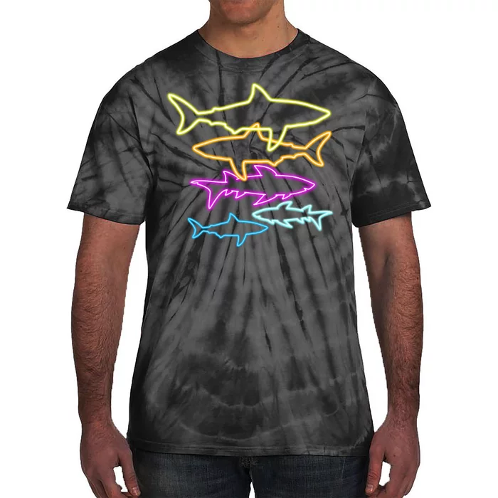 Neon Colorful Sharks Tie-Dye T-Shirt