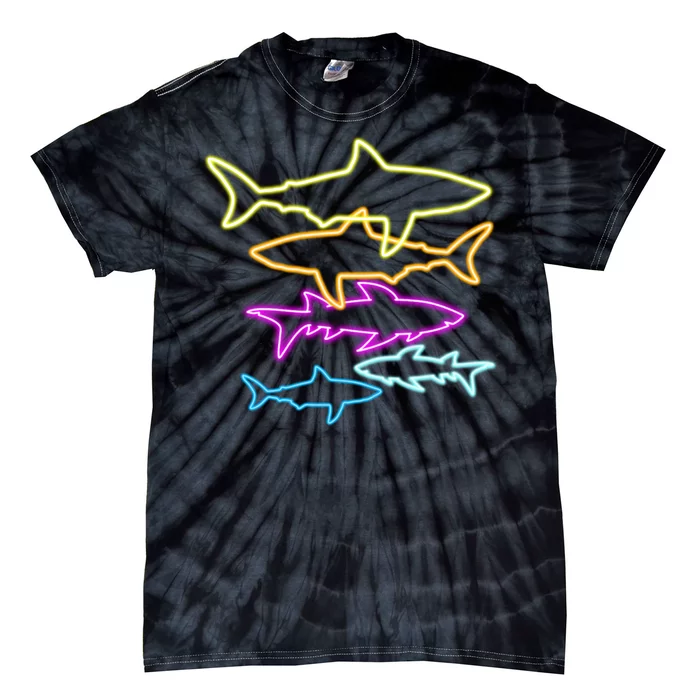 Neon Colorful Sharks Tie-Dye T-Shirt