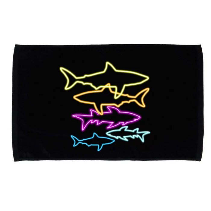 Neon Colorful Sharks Microfiber Hand Towel