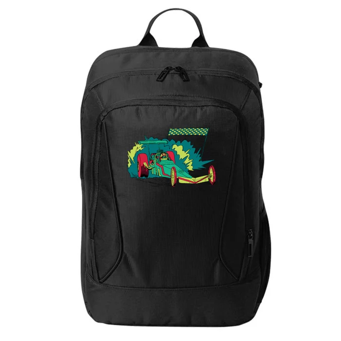 Neon Drag Racing Car City Backpack