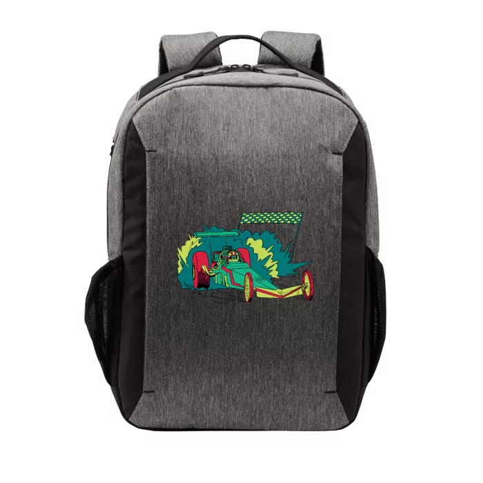 Neon Drag Racing Car Vector Backpack