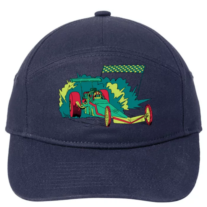 Neon Drag Racing Car 7-Panel Snapback Hat