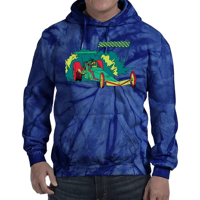 Neon Drag Racing Car Tie Dye Hoodie