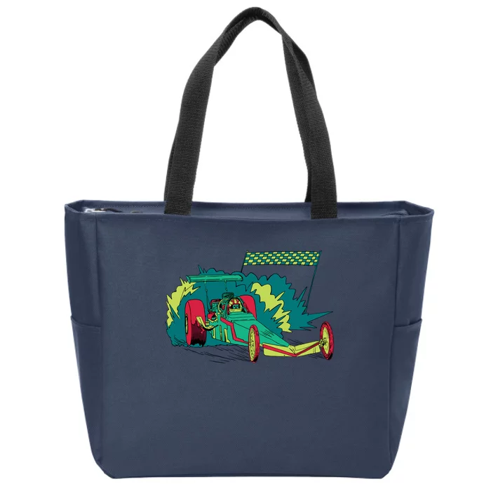 Neon Drag Racing Car Zip Tote Bag