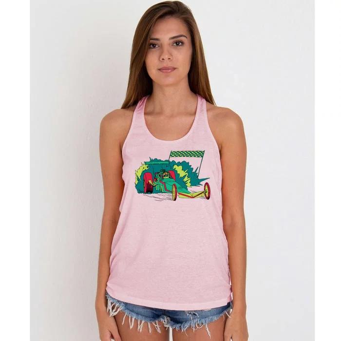 Neon Drag Racing Car Women's Knotted Racerback Tank