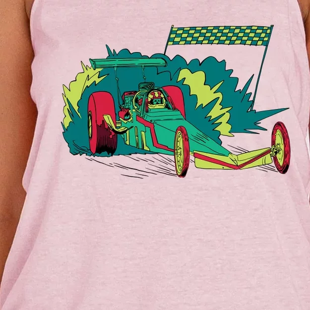 Neon Drag Racing Car Women's Knotted Racerback Tank